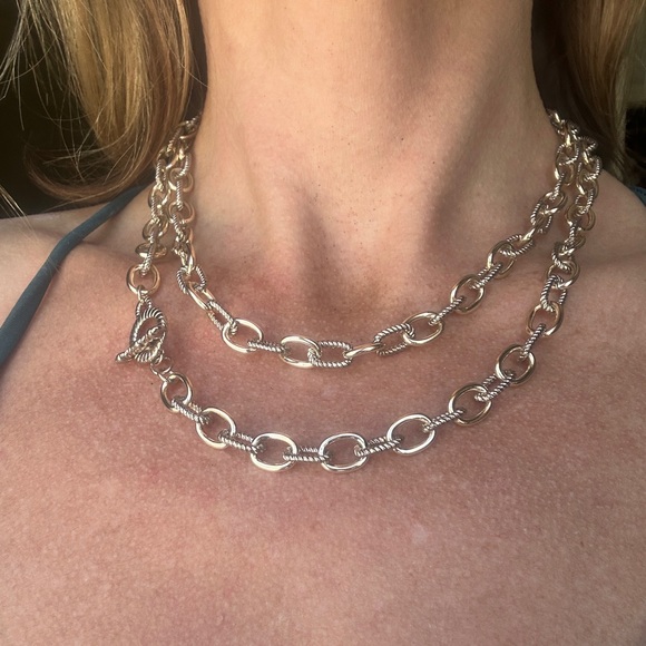 Two tone chain link necklace 36”